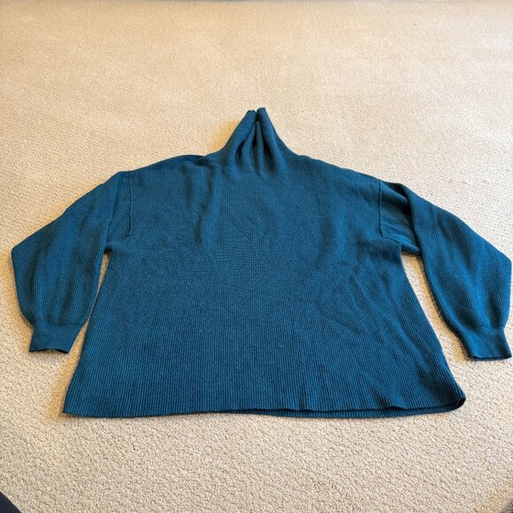 Free People Sweater Softly Structured Tunic Ribbed Deep Jade Boho LARGE OB816580 - Picture 6 of 13